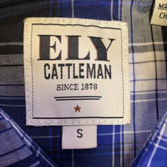 Ely 1878 Shirt Mens Small Western Cowboy Rodeo Pearl Snap Plaid Long Sleeve NWT - Picture 5 of 8